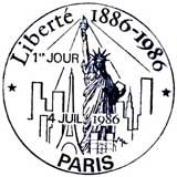 Oblitération 1er jour à Paris et New-York le 4 juillet 1986