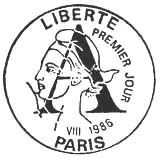 Oblitération 1er jour à Paris le 13 septembre 1986