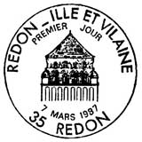 Oblitération 1er jour à Redon le 7 mars 1987