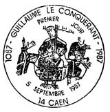 Oblitération 1er jour à Caen le 5 septembre 1987