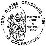 Oblitération 1er jour à Courbevoie le 6 novembre 1987