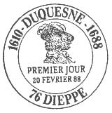 Oblitération 1er jour à Dieppe le 20 février 1988