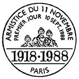 Oblitération 1er jour à Paris le 10 septembre 1988