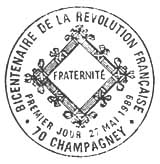 Oblitération 1er jour à Champagney le 27 mai 1989