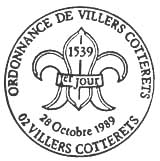 Oblitération 1er jour à Villers-Cotteret le 28 octobre 1989