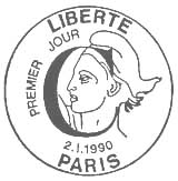 Oblitération 1er jour à Paris le 2 janvier 1990