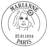 Oblitération 1er jour à Paris le 22 janvier 1990