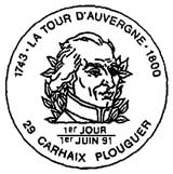 Oblitération 1er jour à Carhais, Plouguer le 1 juin 1991