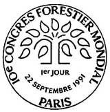 Oblitération 1er jour à Paris le 22 septembre 1991