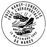 Oblitération 1er jour à Roissy, Lunéville et Nancy le 12 novembre 1992
