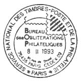 Oblitération 1er jour à Paris le 8 février 1993