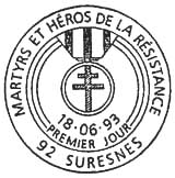 Oblitération 1er jour à Lyon et Suresnes le 18 juin 1993