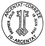 Oblitération 1er jour à Argentat le 18 juin 1994