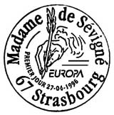 Oblitération 1er jour à Paris et Strasbourg le 27 avril 1996