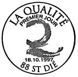 Oblitération 1er jour à Saint-Dié, Albertville et Dijon le 18 octobre 1997