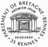 Oblitération 1er jour à Rennes le 25 mars 2000