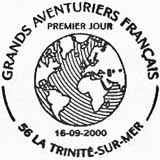 Oblitération 1er jour à La Trinité et Nantes le 16 septembre 2000