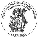 Oblitération 1er jour Valence, Saint-Valentin le 4 novembre 2000