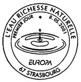 Oblitération 1er jour à Strasbourg et Saint-Jean-de-Luz le 8 mai 2001