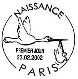 Oblitération 1er jour à Paris le 23 février 2002