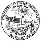 Oblitération 1er jour à Collioure le 22 juin 2002