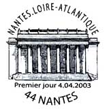 Oblitération 1er jour à Nantes le 4 avril 2003