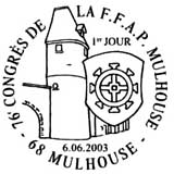 Oblitération 1er jour à Mulhouse le 6 juin 2003