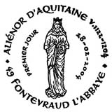 Oblitération 1er jour à Paris et Fontevraud le 28 février 2004