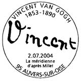 Oblitération 1er jour à Paris et Auvers sur Oise le 2 juillet 2004