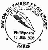 Oblitération 1er jour à Paris au salon du timbre, Parc Floral du 13 juin 2008