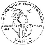Oblitération 1er jour à Paris le 1 mars 2008