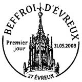 Oblitération 1er jour à la Mairie d'Evreux le samedi 31 mai 2008'