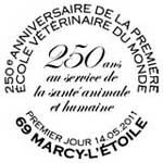 Oblitération 1er jour à Paris  au Carré d'Encre et à Marcy lEtoile le samedi 14 mai 2011.