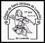 Oblitération 1er jour à Paris au Carré d'Encre, au Salon philatélique d'Automne et à Lunéville le 10 et 11 novembre 2012