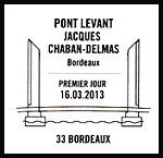Oblitération 1er jour à Paris au Carré d'Encre et à Bordeaux au pont Jacques Chaban-Delmas le 16 et 17 mars 2013