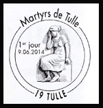 Oblitération 1er jour à Paris au Carré d'Encre et Tulle (Corrèze) le lundi 9 juin 2014