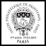 Oblitération illustrée 1er jour à Paris au Carré d'Encre et au Salon Philatélique de Printemps le Jeudi 19 mars 2015