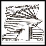 Oblitération illustrée 1er jour à Paris au Carré d'Encre et au pavillon institutionnel de Saint Gobain le Mercredi 14 octobre 2015