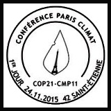 Oblitération illustrée 1er jour à Paris au Carré d'Encre et à Saint Etienne le 13 et 14 novembre 2015