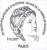 Oblitération 1er jour à Paris au carré d'Encre et au Salon Philatélique d'automne Espace Champerret du 9 au 12 novembre 2017