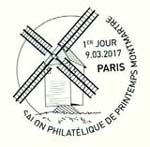 Oblitération 1er jour à Paris au Carré d'Encre et au Salon Philatélique de Printemps le 9 mars 2017