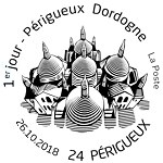 Oblitération 1er jour à Paris au carré d'Encre et à Périgueux au salon «TIMBRES PASSION-PÉRIGUEUX 2018» Salle de la Filature du 26 au 28 octobre 2018 