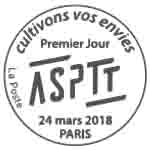 Oblitération 1er jour à Paris au carré d'Encre le 24 mars 2018