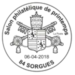Oblitération 1er jour à Paris au carré d'Encre et à Sorgues (Vaucluse) du 6 au 8 avril 2018