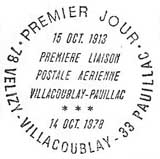 Oblitération 1er jour à Villacoublay-Pauillac le 14 octobre 1978